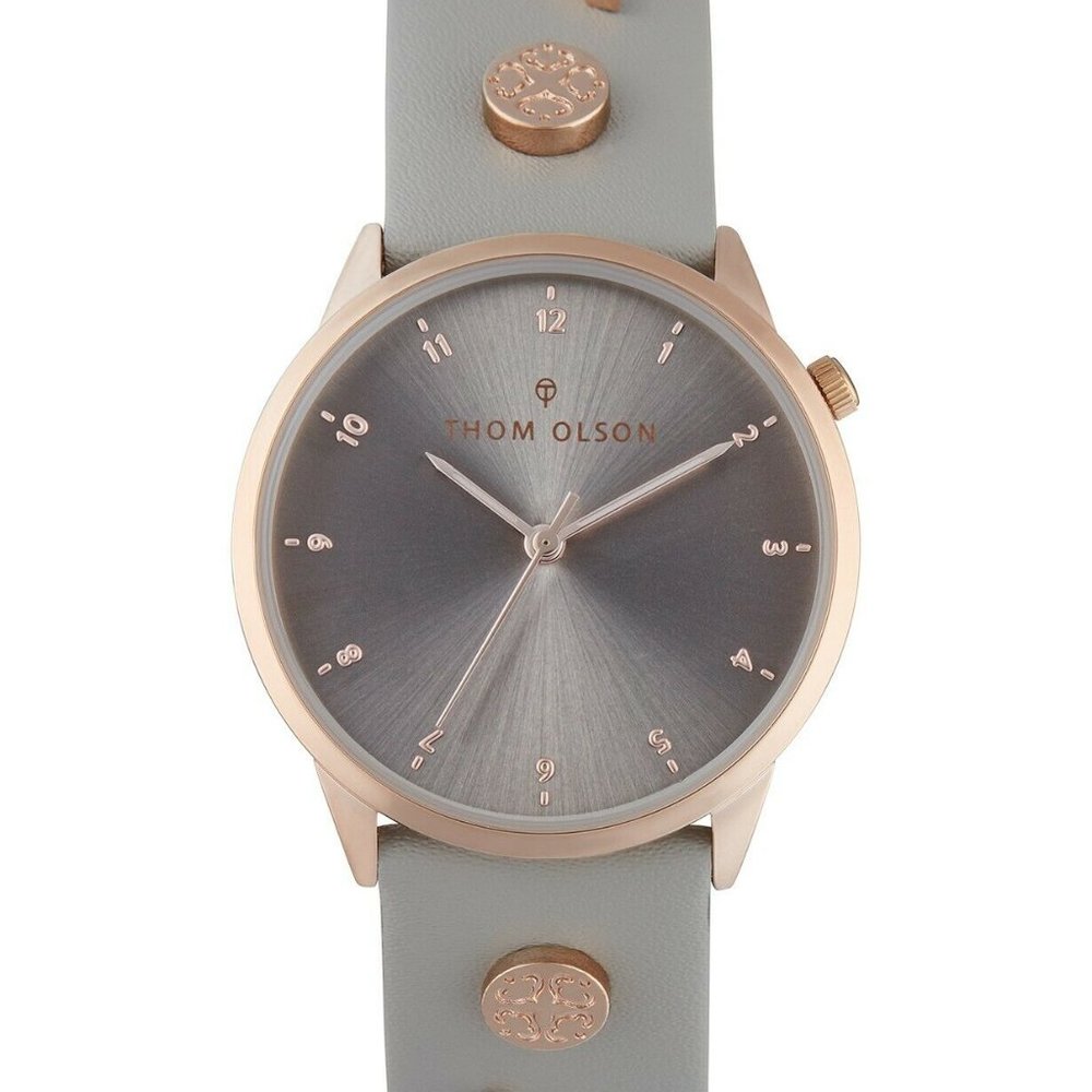 Thom Olson Women's Taupe Leather Strap Watch 34mm